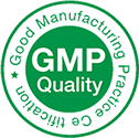 Green circular logo for GMP (Good Manufacturing Practices) Quality Certification.
